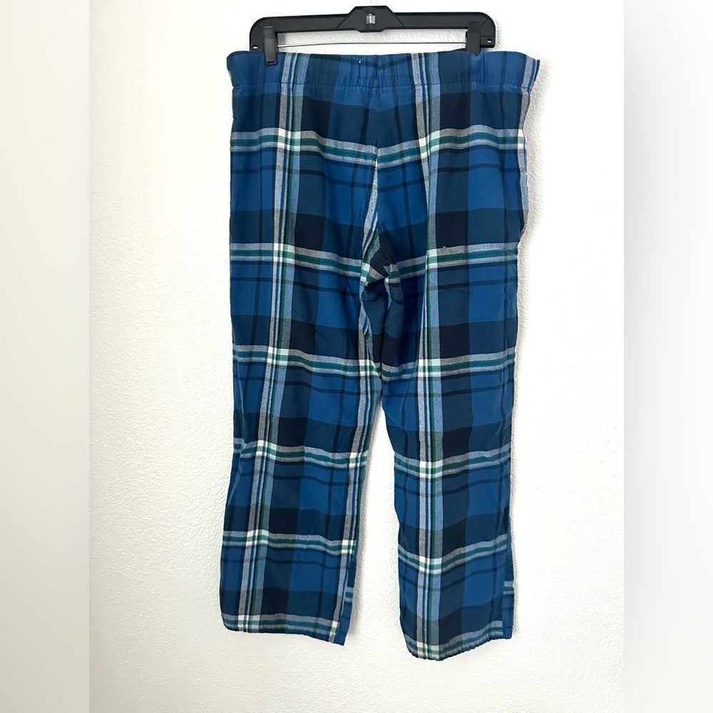 Old Navy Pajama Pants Men’s M Blue 100% Cotton Plaid Straight Leg Casual Pant - Picture 2 of 9